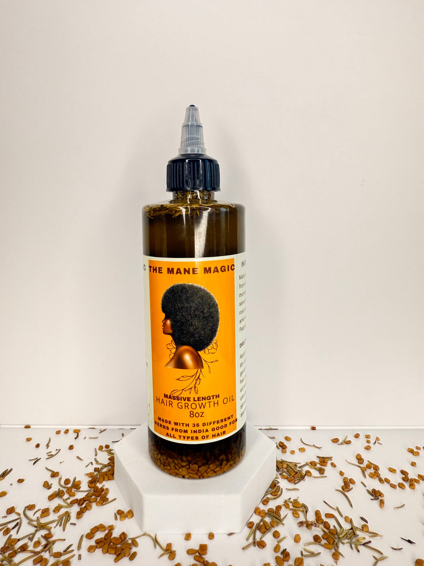 The Mane Magic Hair Growth Oil 8oz Haircare with 35 organic ingredients from india to stimulate and promote healthy and hair growth