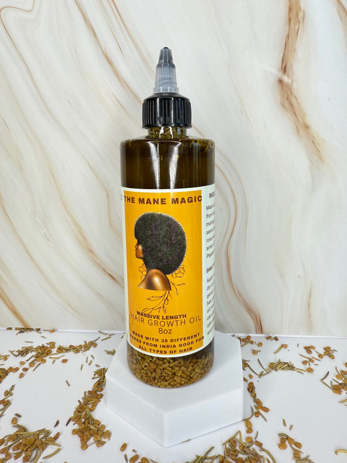 The Mane Magic Hair Growth Oil 8oz Haircare with 35 organic ingredients from india to stimulate and promote healthy and hair growth